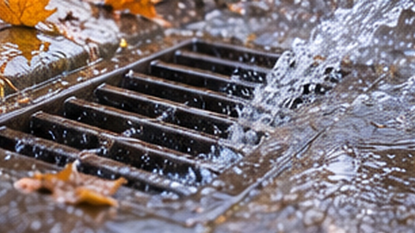 Surface water entering an outside drain gully