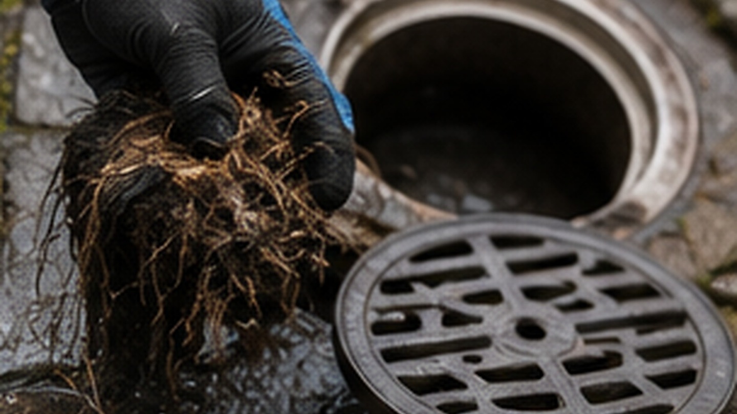 Roots and debris removed from a blocked drain